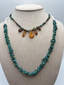 Sterling Turquoise Amber Native American Necklaces