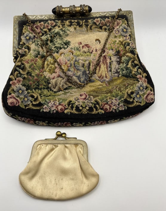 Antique Needlepoint Petite Point Tapestry Purse 3 (1 of 7)