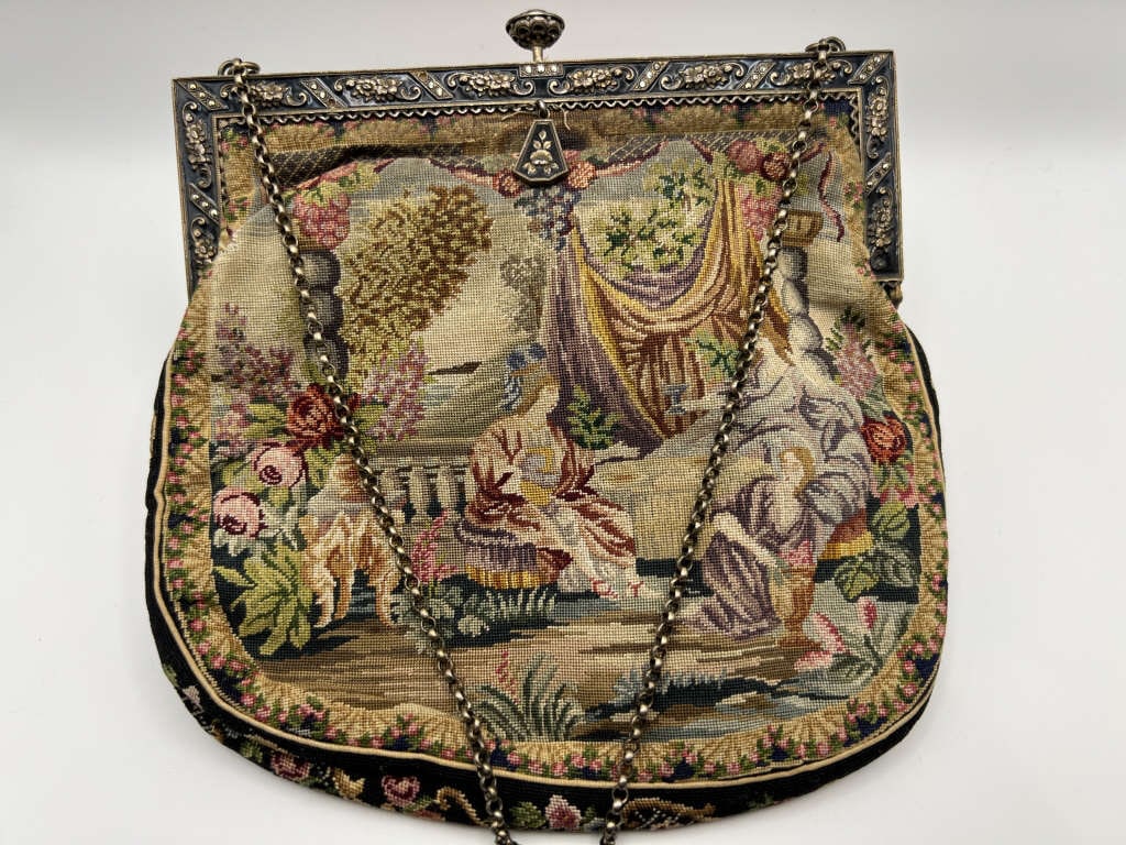 Antique Sterling Needlepoint Petite Point Purse 5 (1 of 7)