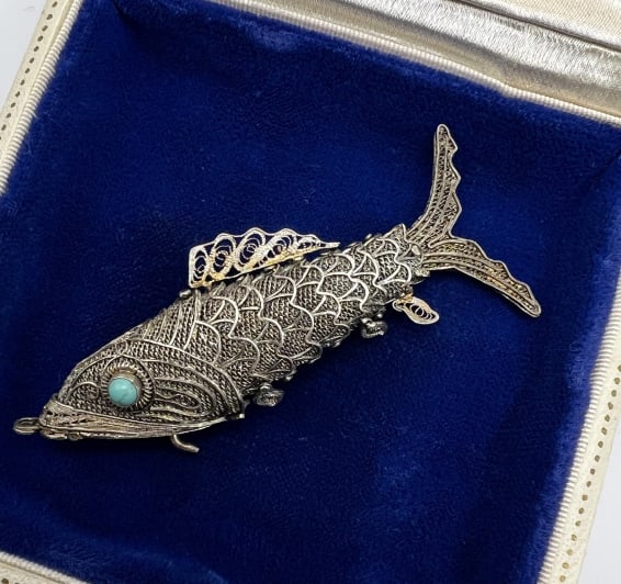 Antique Chinese Silver Filigree Koi Locket Pendant (1 of 8)