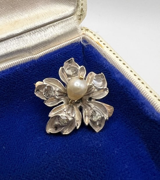 Antique Georgian Silver & Rose Cut Diamond Brooch (1 of 7)