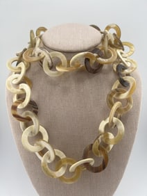 Carved Horn Rolo Link Necklace by Monies