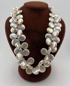 Sterling Silver & Cultured Coin Pearl Necklace