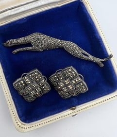 Sterling Silver & Marcasite Art Deco Style Jewelry