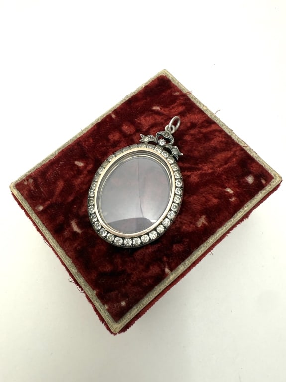 Antique Georgian Style Paste Halo Sterling Locket (1 of 5)