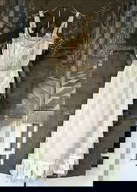 Antique 1900s Pink Silk Ribbon Work Slip Dress: Antique Edwardian 1900s Pink Silk Ribbon Work Lace Slip Dress Lingerie Night Gown. Snaps down center front to close. Ribbon work floral details throughout. Good antique condition with light spotting t