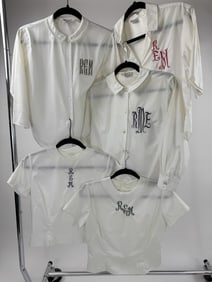 Collection of 5 1950s White Monogram REM Blouses