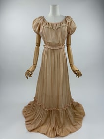 Vintage 1930s Pink Swiss Dot Dress Ruffled Gown