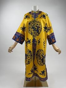 Antique Chinese Qing Dynasty Yellow Silk Robe