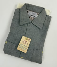 Vintage 1950s Grey Wool Loop Collar Shirt