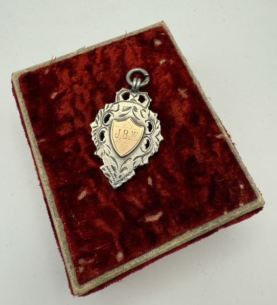 Antique Sterling Silver Engraved Fob Medal Charm (1 of 4)