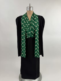 Vintage 1930s Polka Dot Crepe Dress & Cape Set