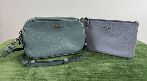 Two Coach Pale Blue Pebbled Leather Purses