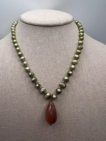 Chan Luu Faceted Pearl & Carnelian Necklace
