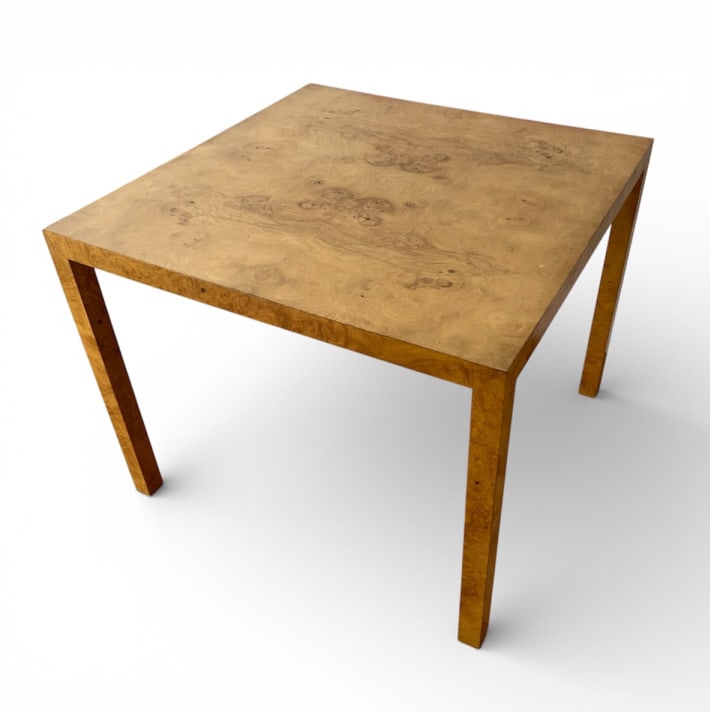Milo Baughman Style Burl Wood Parsons Table (1 of 8)