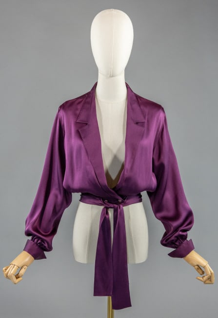 Vintage 1980s Chanel Purple Silk Wrap Top Shirt (1 of 9)