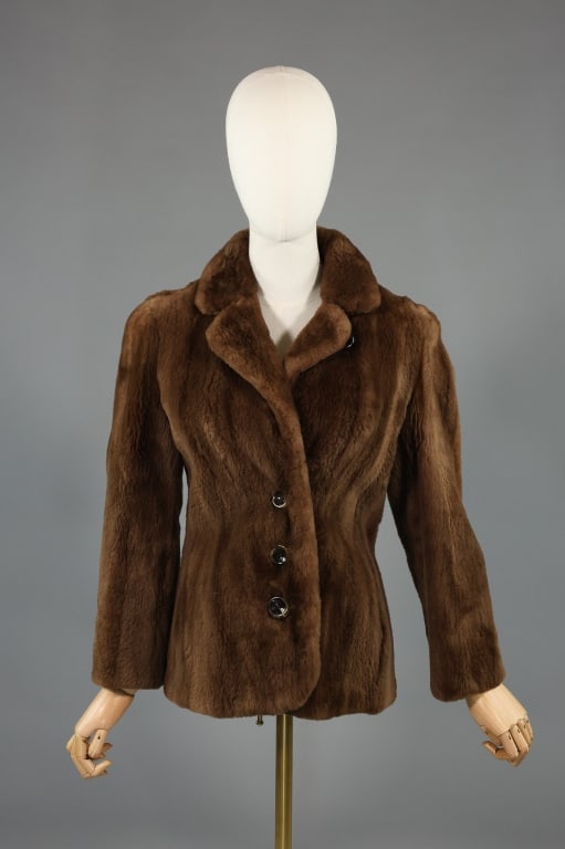 Vintage 1960s Brown Sheared Fur Coat Jacket (1 of 7)