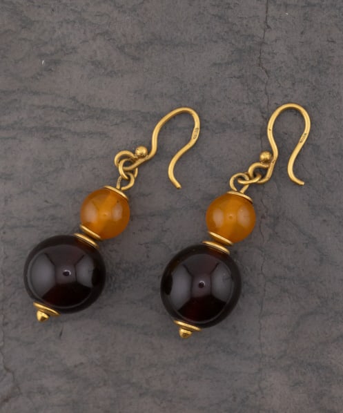 Pair Antique 10kt Yellow Gold & Amber Earrings (1 of 9)