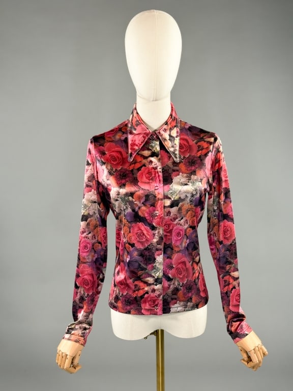 Vintage 1990s Betsey Johnson Floral Snap Front Top (1 of 9)