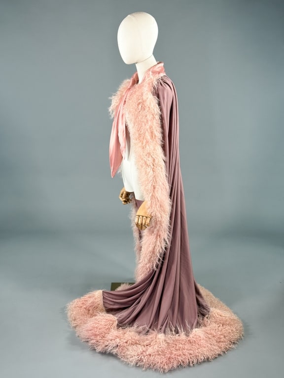 Vintage Lee Menichetti Mongolian Fur Jersey Cape - 10