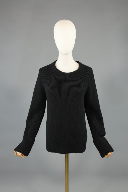 The Row Black Rib Knit Virgin Wool Sweater Top (1 of 7)