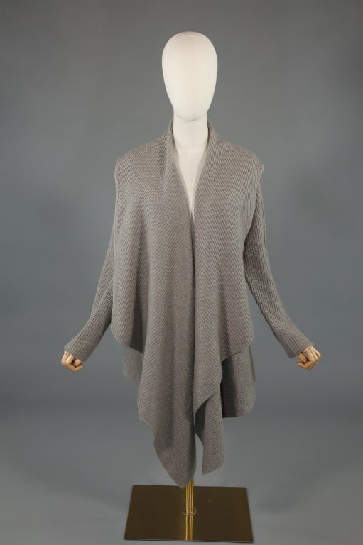 N.Peal London Grey Rib Knit Shawl Cardigan Sweater (1 of 7)