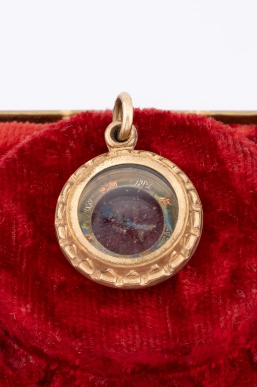 Antique 19th C Victorian Gold Filled Compass Charm (1 of 5)