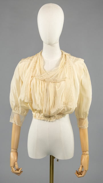 Antique Edwardian Silk Lace Net Pearl Bodice Top (1 of 9)