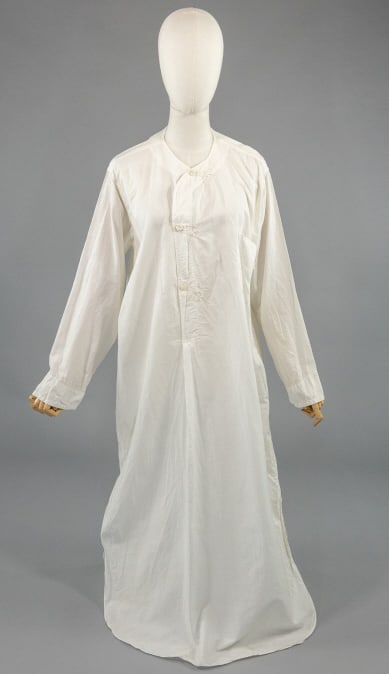 Antique 1920s White Cotton Men's Night Shirt Dress (1 of 6)