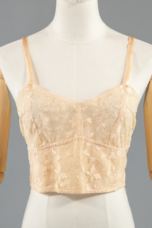 Vintage 1930s Embroidered Net Lace Bra Top (1 of 5)