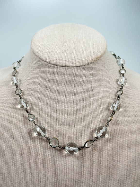 Antique 1920s Art Deco Glass Bead Faceted Necklace (1 of 7)
