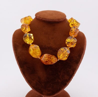 Vintage Hand Knotted Graduated Amber Bead Necklace (1 of 3)