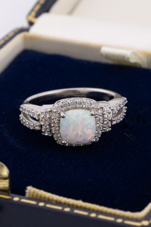 Sterling Silver & Opal Size 7 Ring (1 of 6)