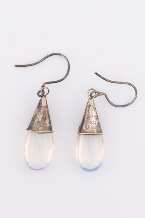 Pair Sterling Silver & Moonstone Pendant Earrings (1 of 6)