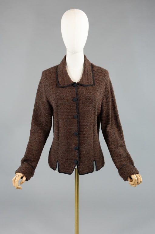 Vintage 1990s Brown Alpaca Knit Cardigan Sweater (1 of 6)