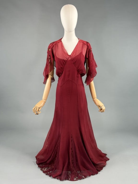 Antique Edwardian Art Nouveau Chiffon Evening Gown (1 of 15)
