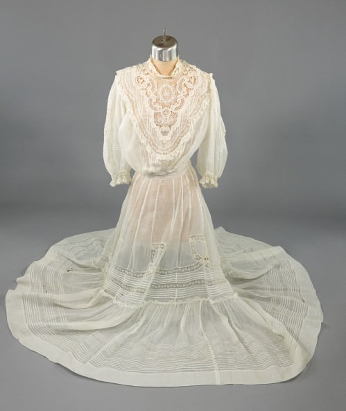 Antique 1900s White Cotton Lace Lawn Tea Dress Set (1 of 20)