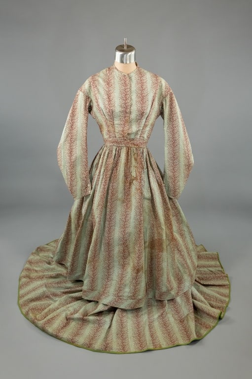 Antique 1860s Cotton Calico Print Dress Skirt Set (1 of 14)
