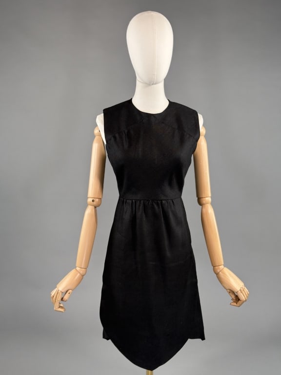 Vintage 1960s Donald Brooks Black Linen Day Dress (1 of 9)