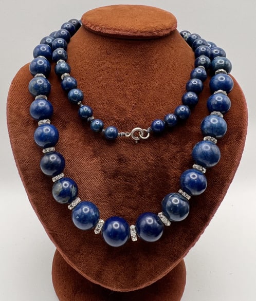 Antique Art Deco Lapis & Rock Crystal Necklace (1 of 10)