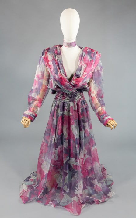 Vintage 1980s Diane Freis Multicolor Chiffon Gown (1 of 9)