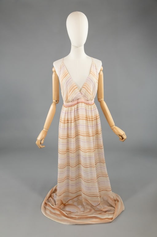 Vintage 1970s Stripe Floral Printed Maxi Dress (1 of 9)