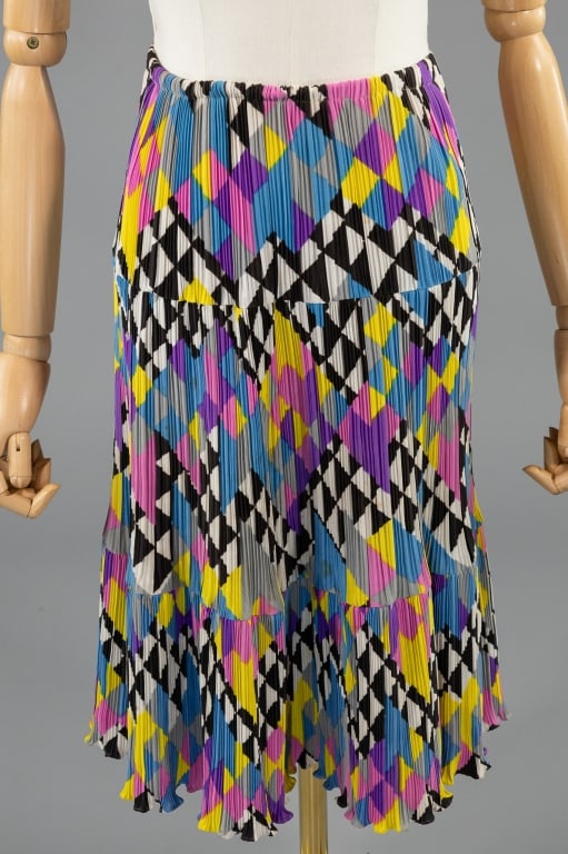 Vintage 1970s Geometric Print Micro Pleated Skirt (1 of 5)