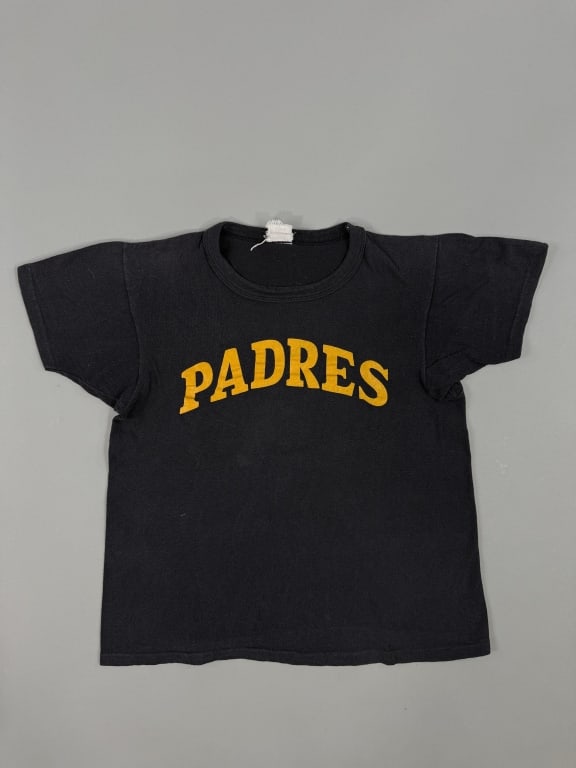 Vintage 1970s Padres Ox Yoke Inn Tee Shirt: Vintage 1970s Padres Ox Yoke Inn Tee Shirt having PADRES graphic at front and OX YOKE INN graphic at back. Measuring 17 inches flat across chest, 20 inches long. 5 inch sleeve length with stretch thro