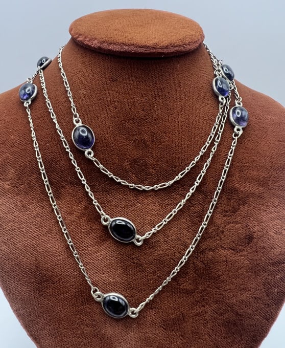 Sterling Silver & Amethyst Cabochon Necklace (1 of 10)