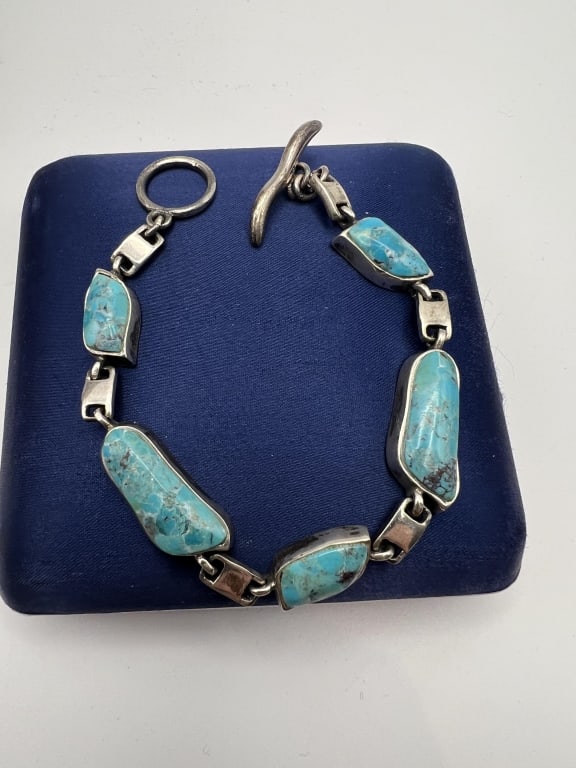 Native American Turquoise & Sterling Bracelet (1 of 4)