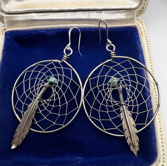 Native American Turquoise Sterling Earrings (1 of 7)