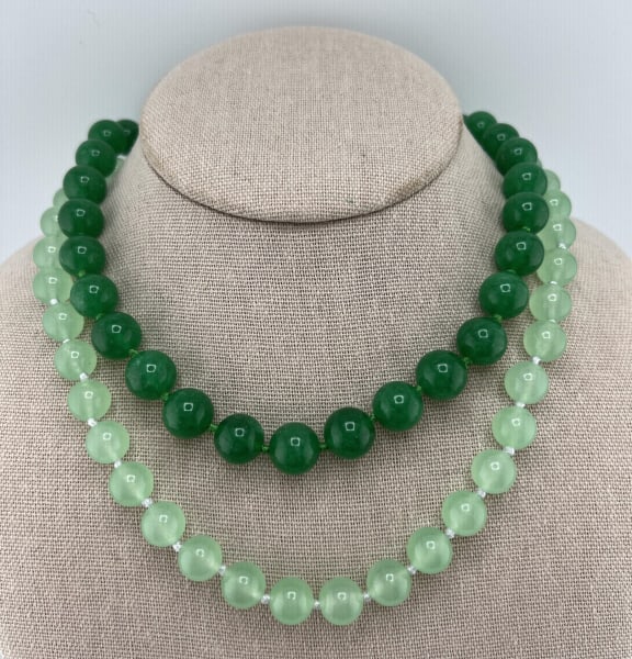 Two Chinese Jade Hand Knotted Necklace Strands (1 of 7)