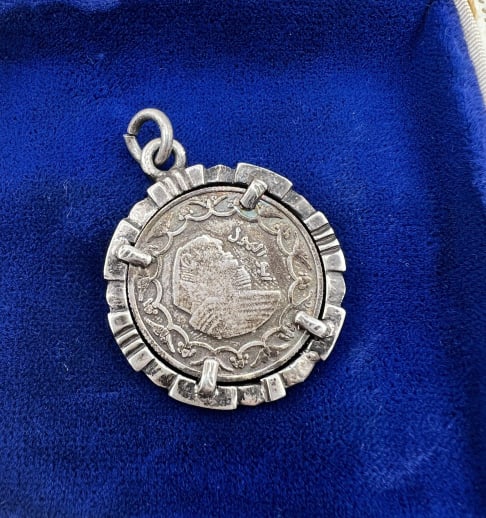 Antique Sterling Pendant w Egyptian Silver Coin (1 of 7)
