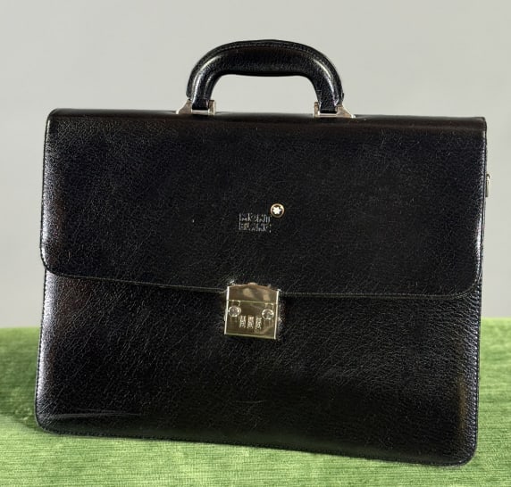 Vintage Montblanc Black Leather Briefcase Bag (1 of 9)